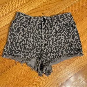 BDG Grey cheetah print cut off shorts high rise cheeky size 29